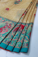 Turquoise Blue Tussar Silk