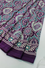 Violet Modal Silk (Mirror Work) with Ajrakh Block Print