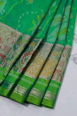Parrot Green Zari Kota Cotton