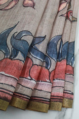 Ivory Brown Linen Chanderi