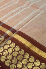 Terracotta Brown Cotton Saree (Without Blouse)