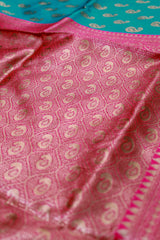 Turquoise Green Banarasi Art Silk