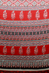 Brick Red Modal Silk (Mirror Work) with Ajrakh Block Print