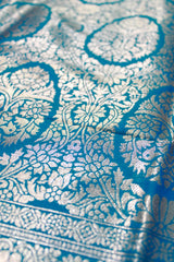 Peacock Blue Georgette Banarasi