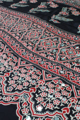 Black Modal Silk (Mirror Work) with Ajrakh Block Print