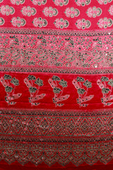 Majenta Pink Modal Silk (Mirror Work) with Ajrakh Block Print
