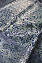 Navy Blue Tissue Cotton/Kerala Kasavu