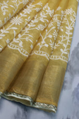 Golden YellowTissue -Chikankari