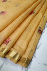 Sandal Tissue Silk with Paithani Print