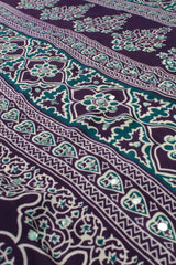 Violet Modal Silk (Mirror Work) with Ajrakh Block Print