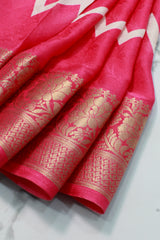 Royal Pink Semi Jute silk