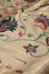 Sandal Tissue Silk with Paithani Print