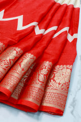 Red Semi jute silk